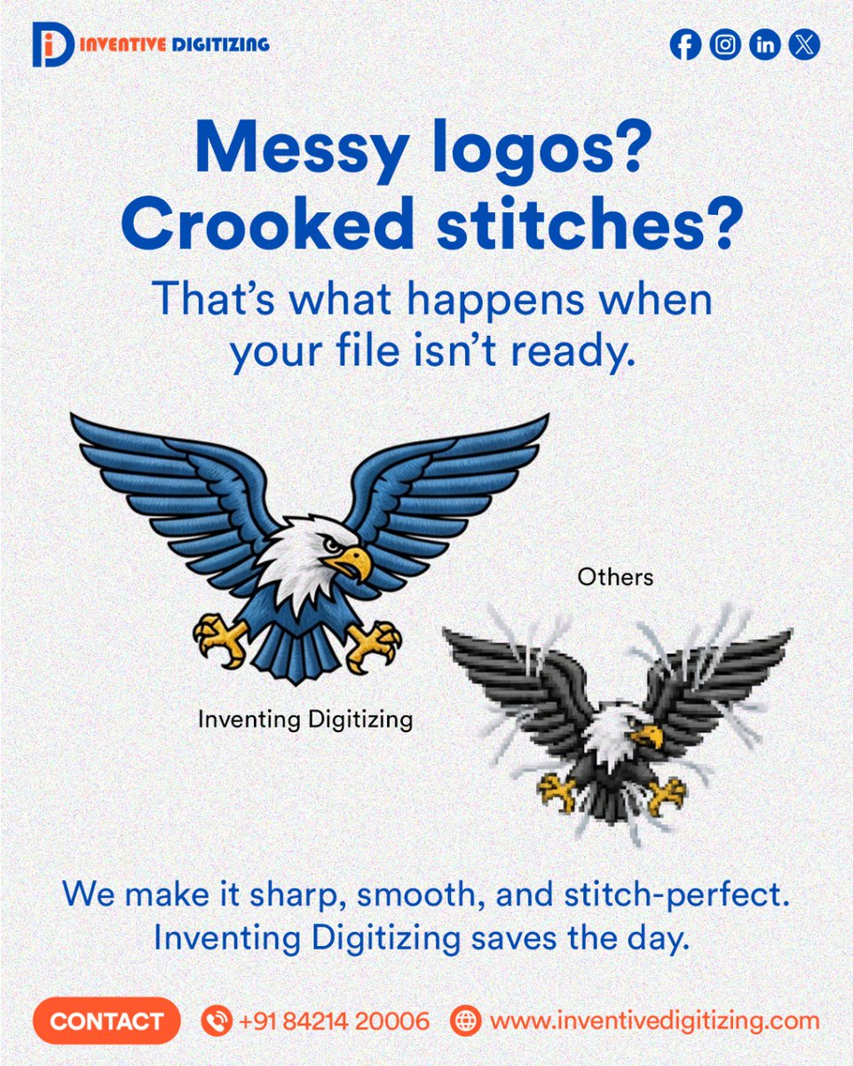 Messy logos? Not anymore ❌✨ 
We make every stitch sharp &amp; perfect ✔️