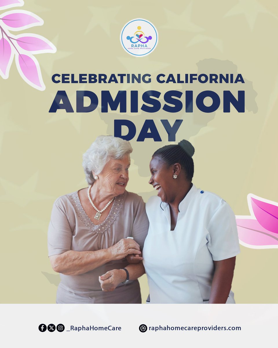 _RaphaHomeCare's tweet photo. Honoring California Admission Day with care, compassion, and commitment to the well-being of our community. Together, we celebrate a legacy of unity and service.
Start here: https://t.co/3NOq89OvmF
#RaphaHomeCare #HomeCareService #CaliforniaAdmissionDay https://t.co/ETvUBn0QoY