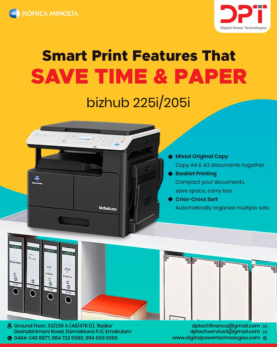 digitalpower_t's tweet image. Discover how Konica Minolta’s bizhub 225i/205i makes everyday printing efficient and eco-friendly

To know more details contact us
🌐 digitalpowertechnologies.com
☎ 0484-2408877
📲 +91-9847320580, 7012867197

#DigitalPowerTechnologies #KonicaMinolta #bizhub #SmartPrinting #bizhub225i