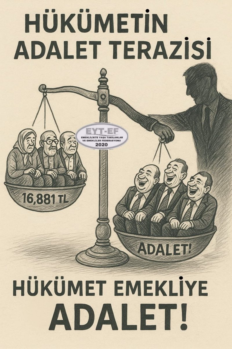 EYT & EF Arzu LASTİKCİ (@arzulastikci) on Twitter photo TAG
👇
#HükümetEmekliyeAdalet
Emekliyi yok sayanlara sesleniyoruz !
Bir yanda şatafat ve israf sofraları,
Diğer yanda milyonlara kuru ekmek..
Bu ülkenin çarklarını döndüren #Emekli sadaka değil ;
Adalet istiyor !
#Hükümet5000KısmiyeAdalet
<a href="/RTErdogan/">Recep Tayyip Erdoğan</a>
<a href="/isikhanvedat/">Prof. Dr. Vedat Işıkhan</a> TAG
👇
#HükümetEmekliyeAdalet
Emekliyi yok sayanlara sesleniyoruz !
Bir yanda şatafat ve israf sofraları,
Diğer yanda milyonlara kuru ekmek..
Bu ülkenin çarklarını döndüren #Emekli sadaka değil ;
Adalet istiyor !
#Hükümet5000KısmiyeAdalet
<a href="/RTErdogan/">Recep Tayyip Erdoğan</a>
<a href="/isikhanvedat/">Prof. Dr. Vedat Işıkhan</a>