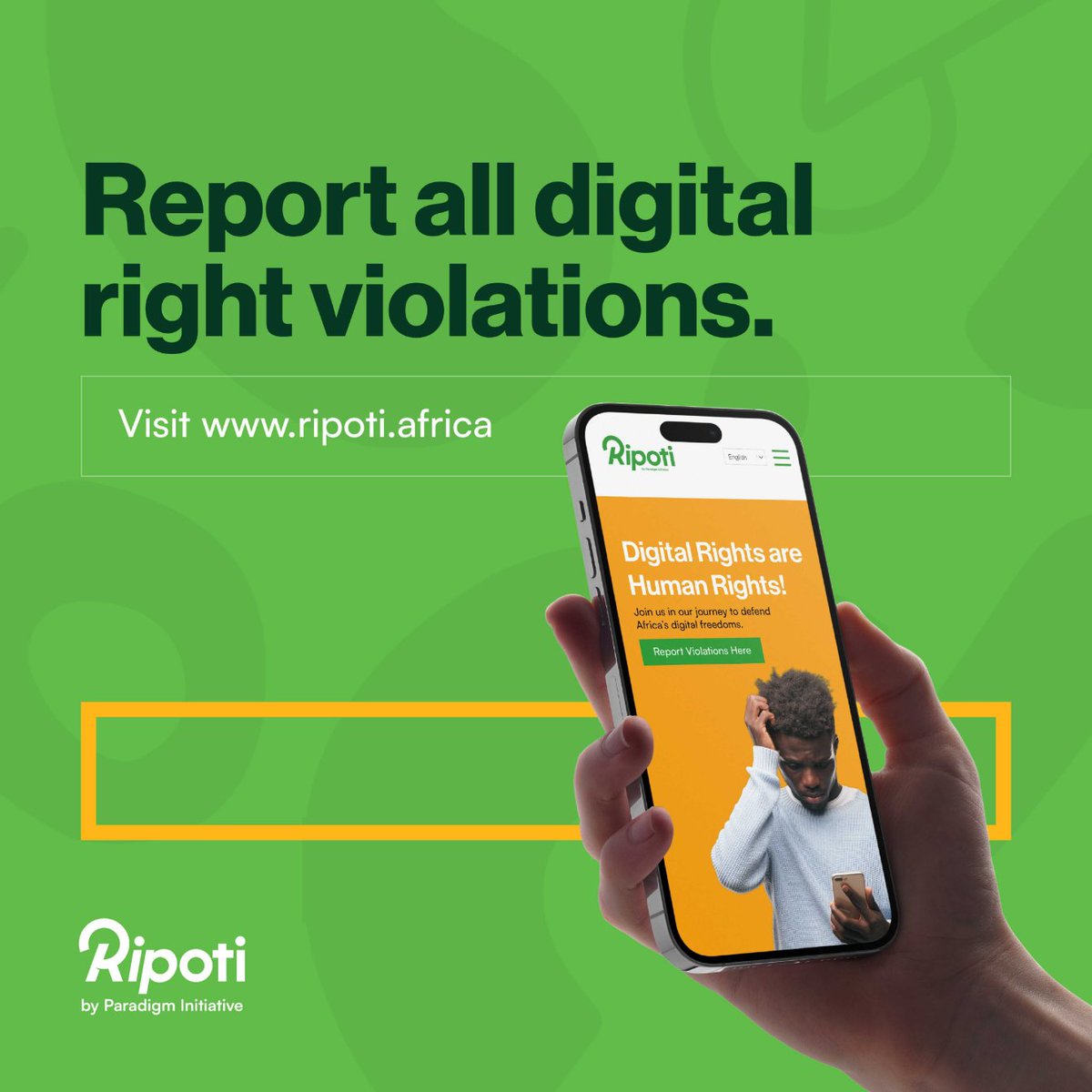 📊 Did you know?

Ripoti has helped hundreds of Africans report and address digital rights violations, creating a safer, more accountable online environment across the continent. Thanks to Ripoti, Paradigm Initiative works with partners to document, address and support victims of