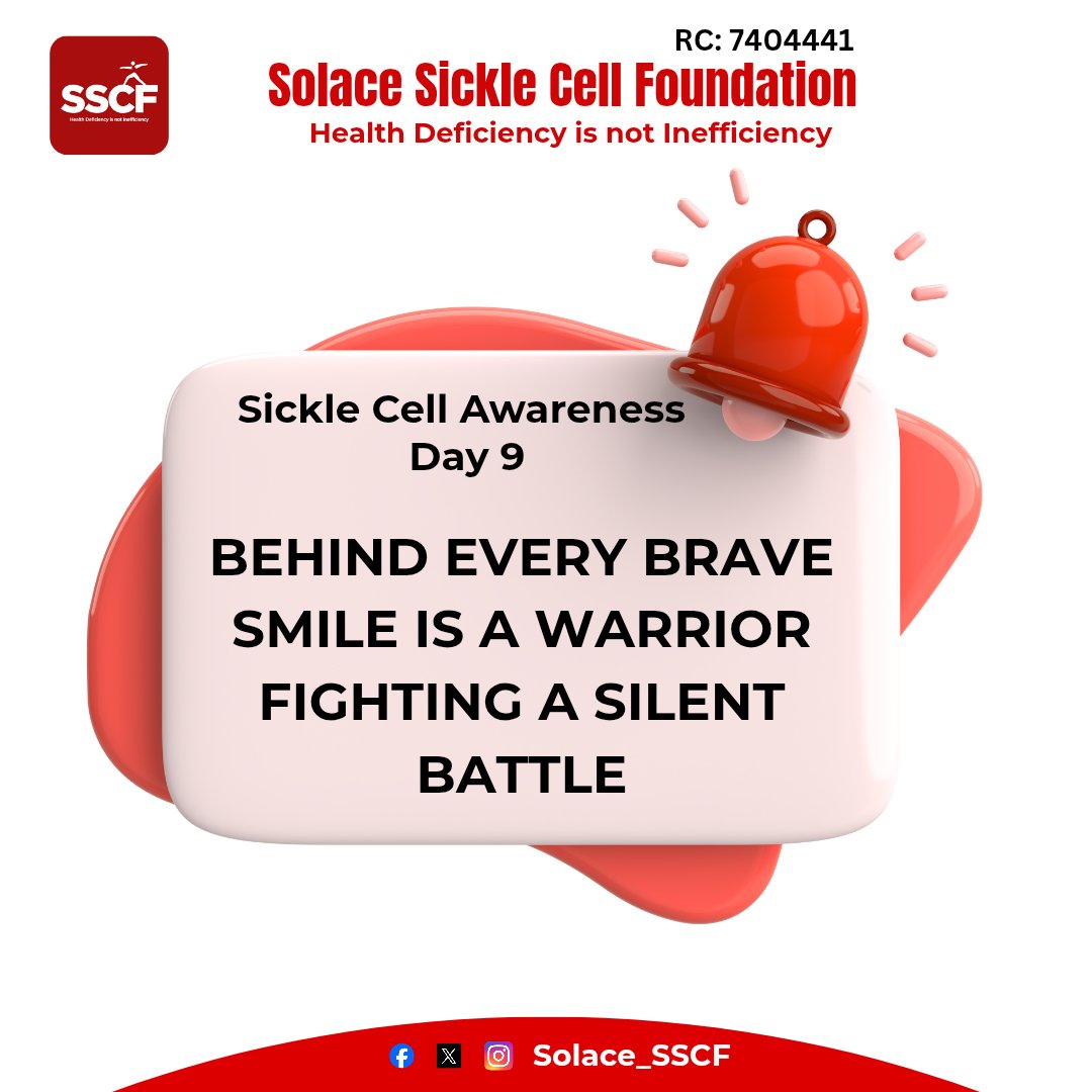 Solace_SSCF's tweet image. Behind every smile is a warrior fighting battles we don’t see.  
The pain may be invisible but our warriors are not.  
Let’s raise awareness, fight stigma &amp;amp; stand in solidarity.  

#SickleCellAwareness #Day8 #HopeForWarriors #SolaceSickleCell #HealthIsStrength