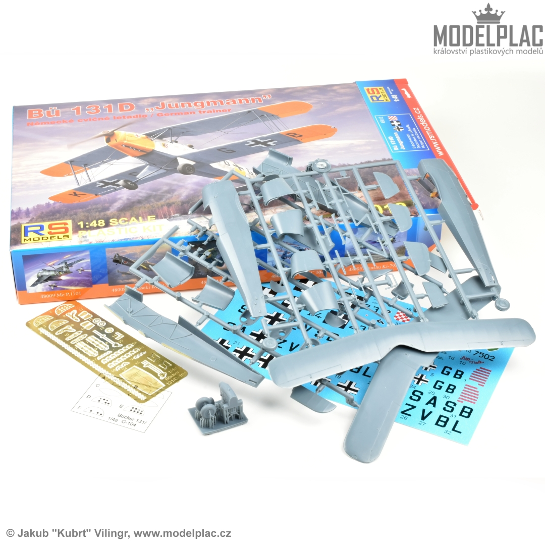 Jakub_Vilingr's tweet image. New item for my kit stash with Luftwaffe planes. Bücker Bü 131D in 1/48 scale from Czech producer RS Models looking quite good. Short-run kit with 3D printed Hirt HM 504, photoetched parts. clear foil amd decals. It could be nice build.