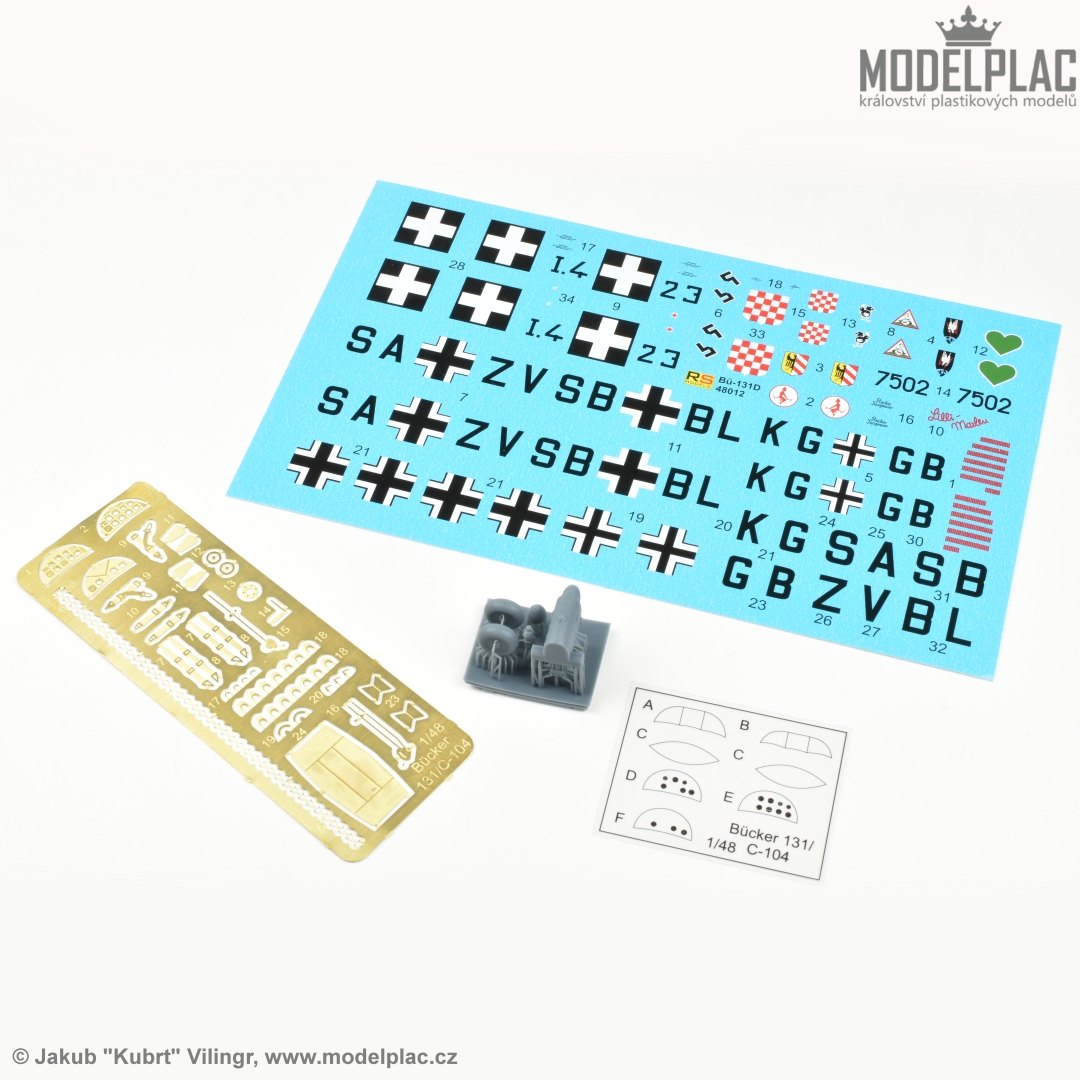 Jakub_Vilingr's tweet image. New item for my kit stash with Luftwaffe planes. Bücker Bü 131D in 1/48 scale from Czech producer RS Models looking quite good. Short-run kit with 3D printed Hirt HM 504, photoetched parts. clear foil amd decals. It could be nice build.