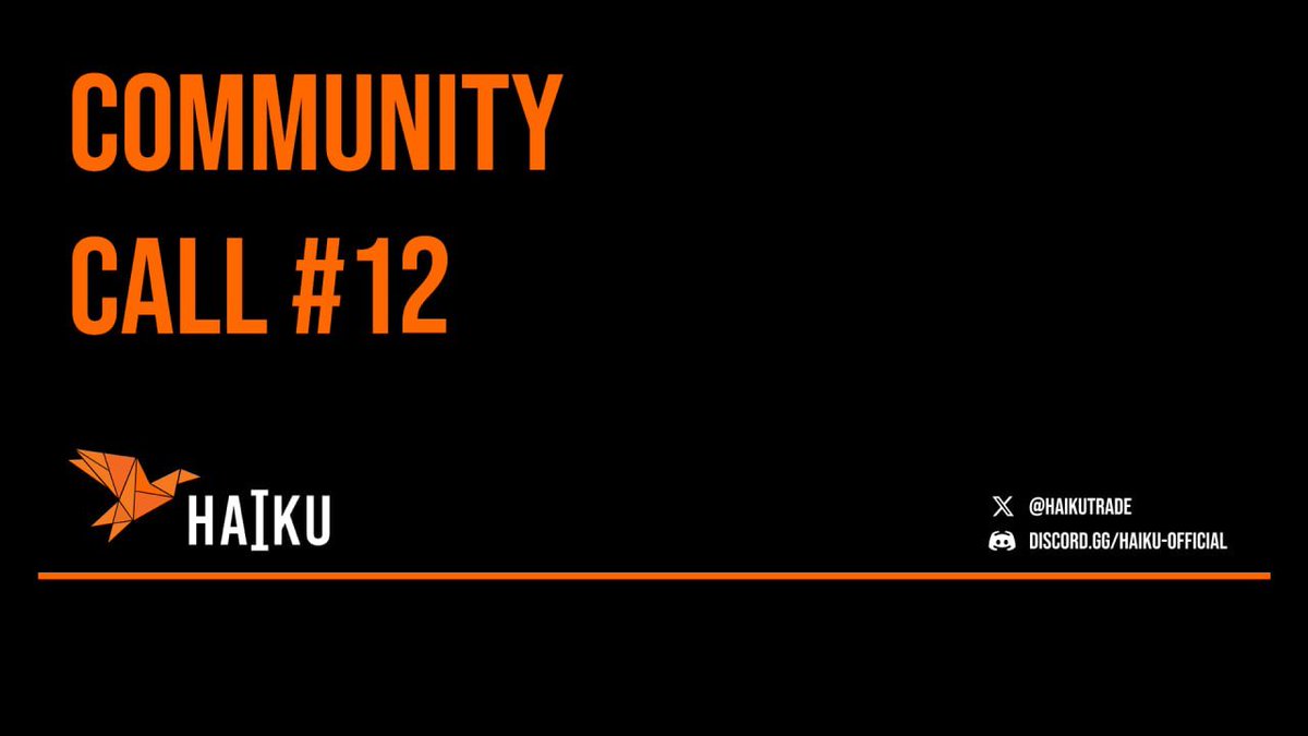 Let's build! 
Do not miss the Haiku Community call #12 that’s planned TODAY! 

Day &amp; Time: September 9 - 1PM UTC 
Location: discord.com/events/8802737… 

🔸 New Vaults
🔸 Biconomy x Haiku
🔸 A look at what's ahead for Haiku 

Join us today! We want your feedback