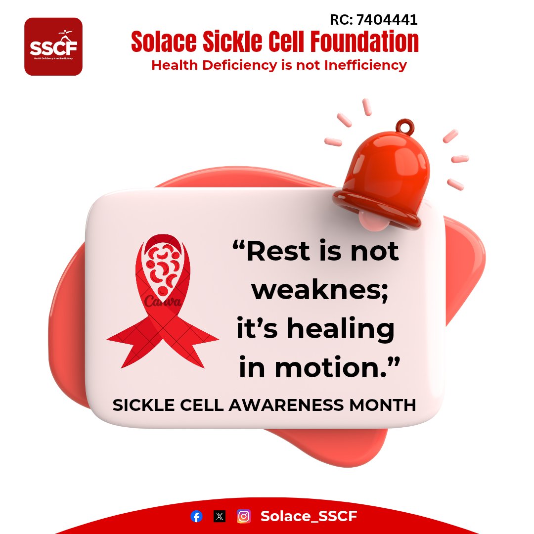 Solace_SSCF's tweet image. Rest is not weakness; 

It's healing in motion.

.... sickle cell Awareness month 

#sscf #solacesicklecellfoundation