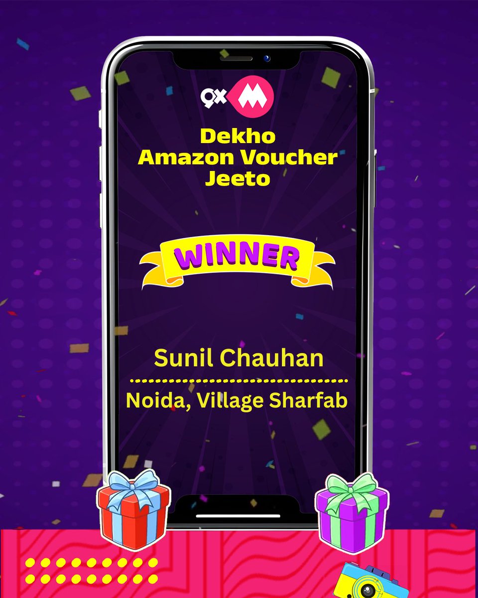 And We Our This Week's Winner! 🥳 Big Congratulations to Sunil Chauhan From Noida, Village Sharfabfor Winning a Gift Voucher In 9XM Dekho, Amazon Gift Vouchers Jeeto Dekho, Contest!📱🎉
.
Want to Be Next? Follow These Simple Steps to Participate:
.
Follow These Simple Steps to