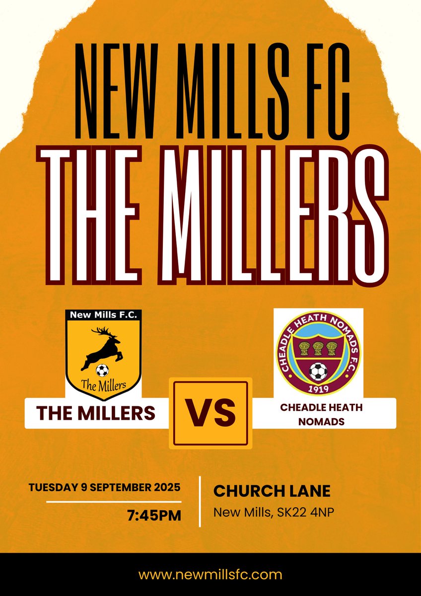 The Millers are at home this evening, Cheadle Heath Nomads visit Church Lane; kick off 7:45pm 💛💛💛⚽️⚽️⚽️⚽️