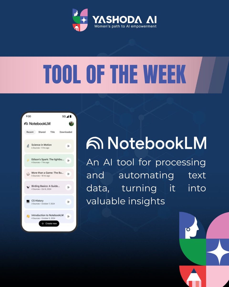 YashodaAI's tweet image. This week with Yashoda AI, we feature Notebook LM by Google Labs, an AI tool that turns lengthy reports, campaigns, and readings into structured insights, enabling sharper decisions, clearer communication, and more time for strategy.
#AIForGood #googlelabs