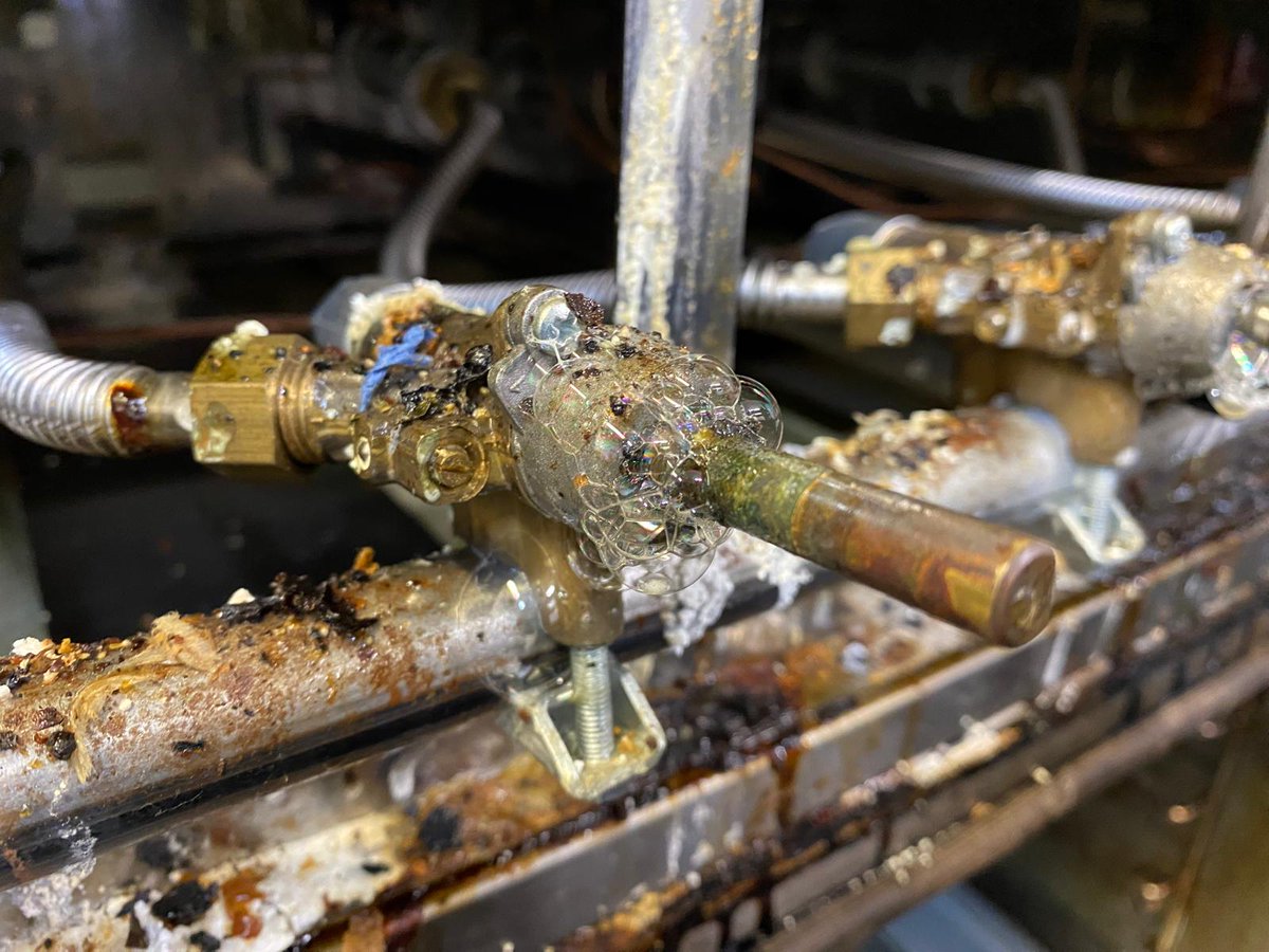 BBCSLTD's tweet image. We were recently called to a commercial gas cooker that wasn’t performing. On inspection, we found more gas escaping from the ends of the taps than reaching the main burners – a serious hazard. Always, contact a specialist if you suspect an issue with your kitchen equipment.