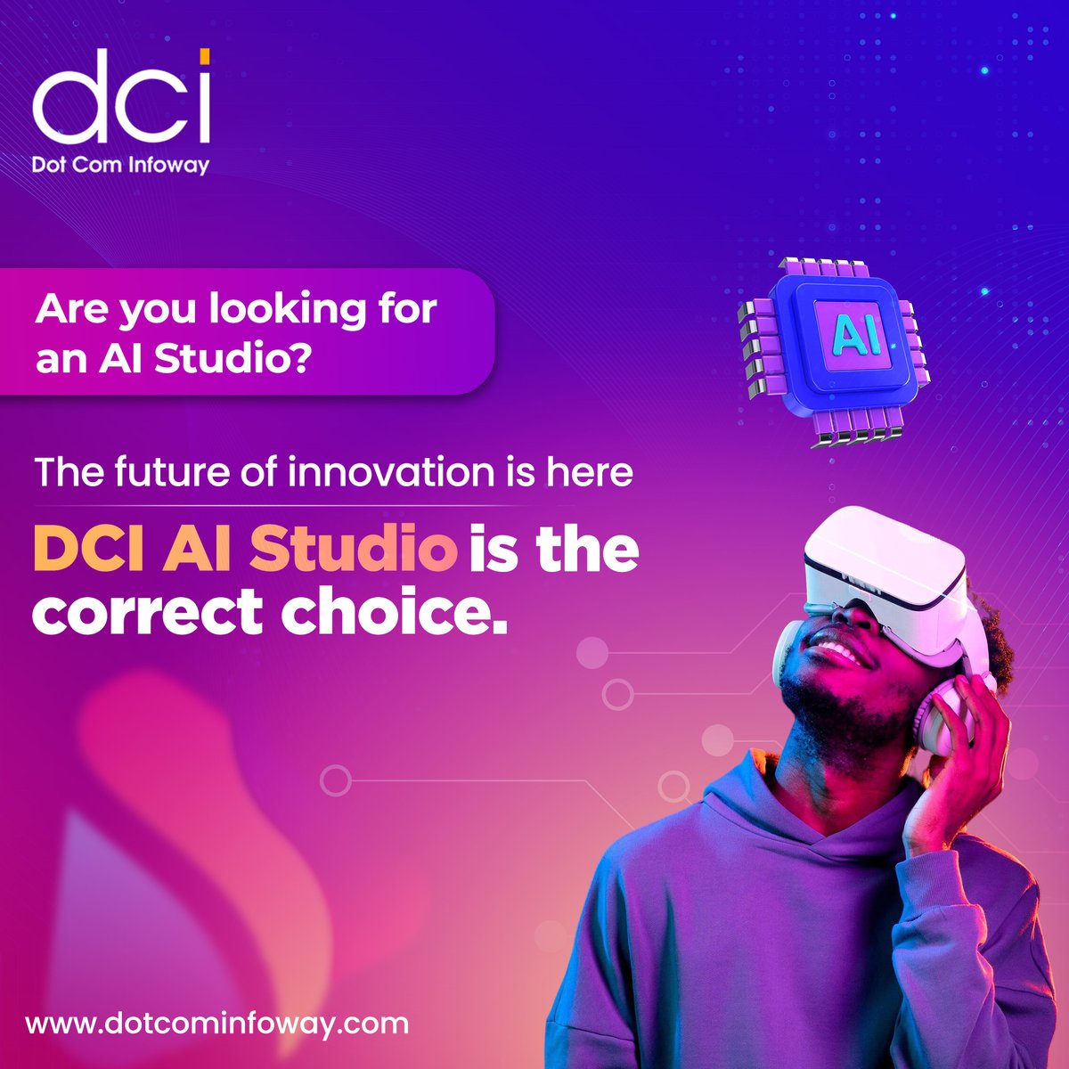 dotcominfoway's tweet image. The future of creativity is AI-powered!

With DCI AI Studio, you can transform simple text into videos, create lifelike AI avatars, clone voices, translate content, and repurpose videos with ease.

📩Let’s build the future together with DCI AI Studio

#DCIAIStudio #AI #AIStudio