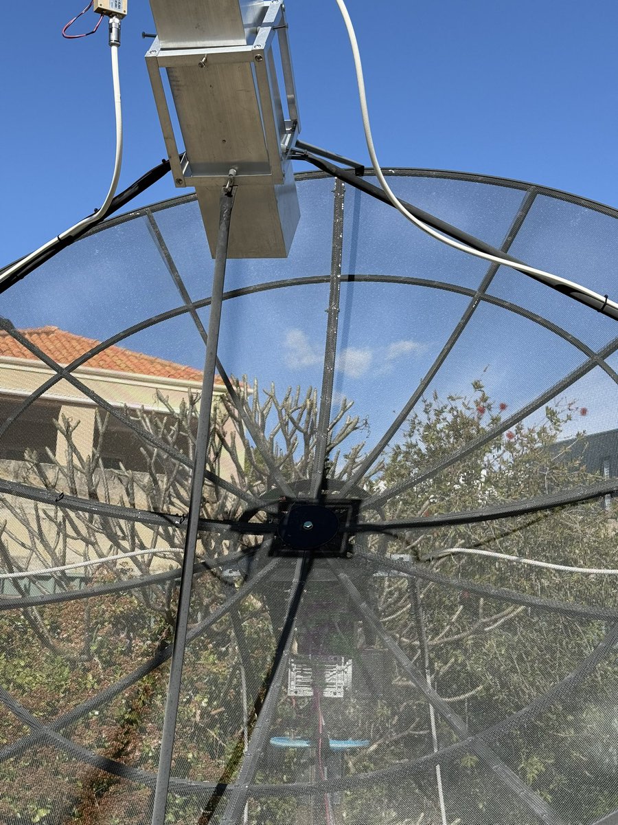 Sun shadow bang on centre, but only getting about 5dB vs cold sky due to the losses back to the shack. Fatter coax is on order. Might add another lna as a line amp one day