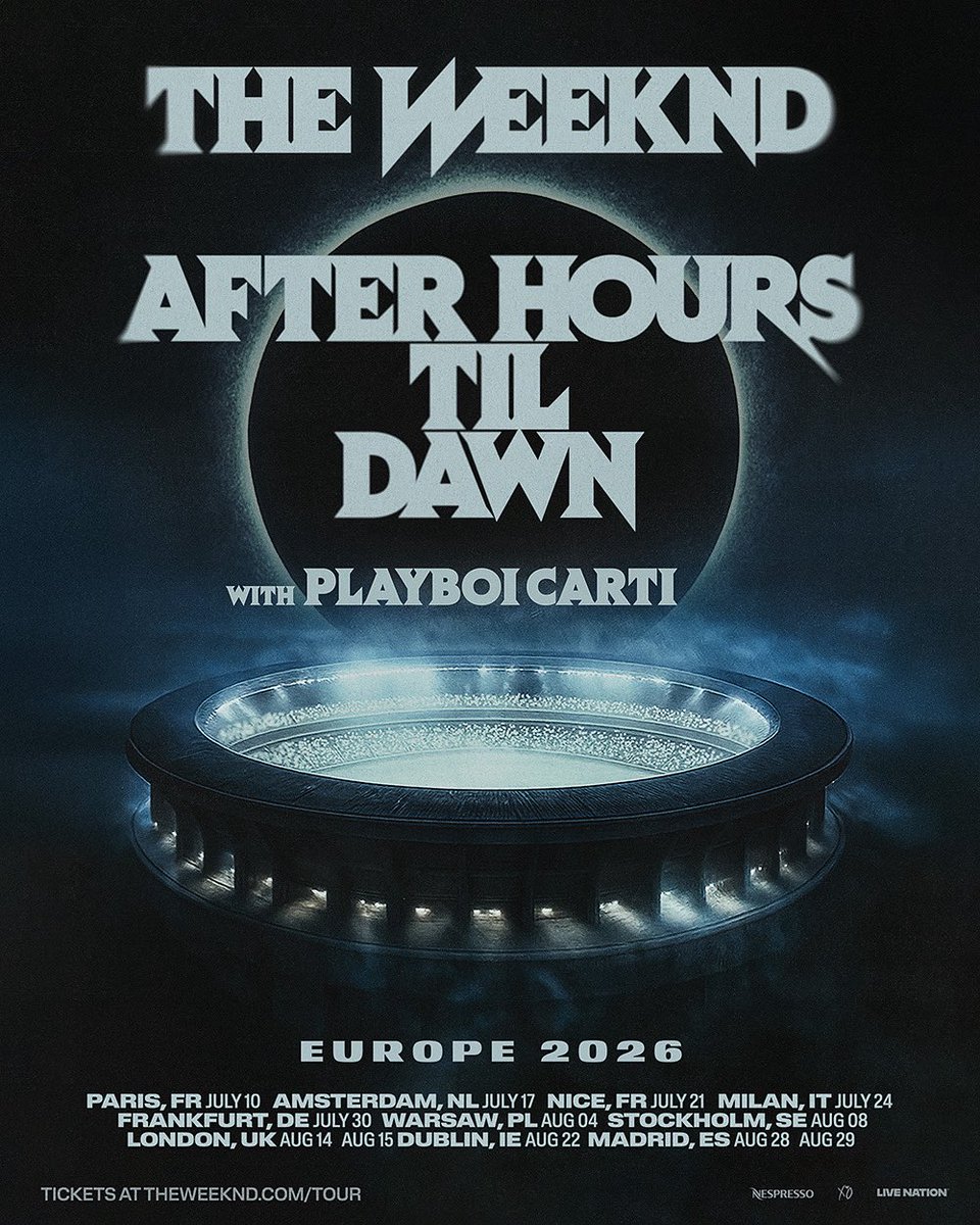 🚨THE WEEKND’S AFTER HOURS TIL DAWN TOUR - EUROPE PRE-SALE BEGINS TODAY AT 12PM LOCAL!🚨

⚠️Remember to use the code that was emailed to you yesterday! (Be sure to check spam/junk folder)⚠️

🍀We hope that you manage to secure the tickets you’re after🤞🏽