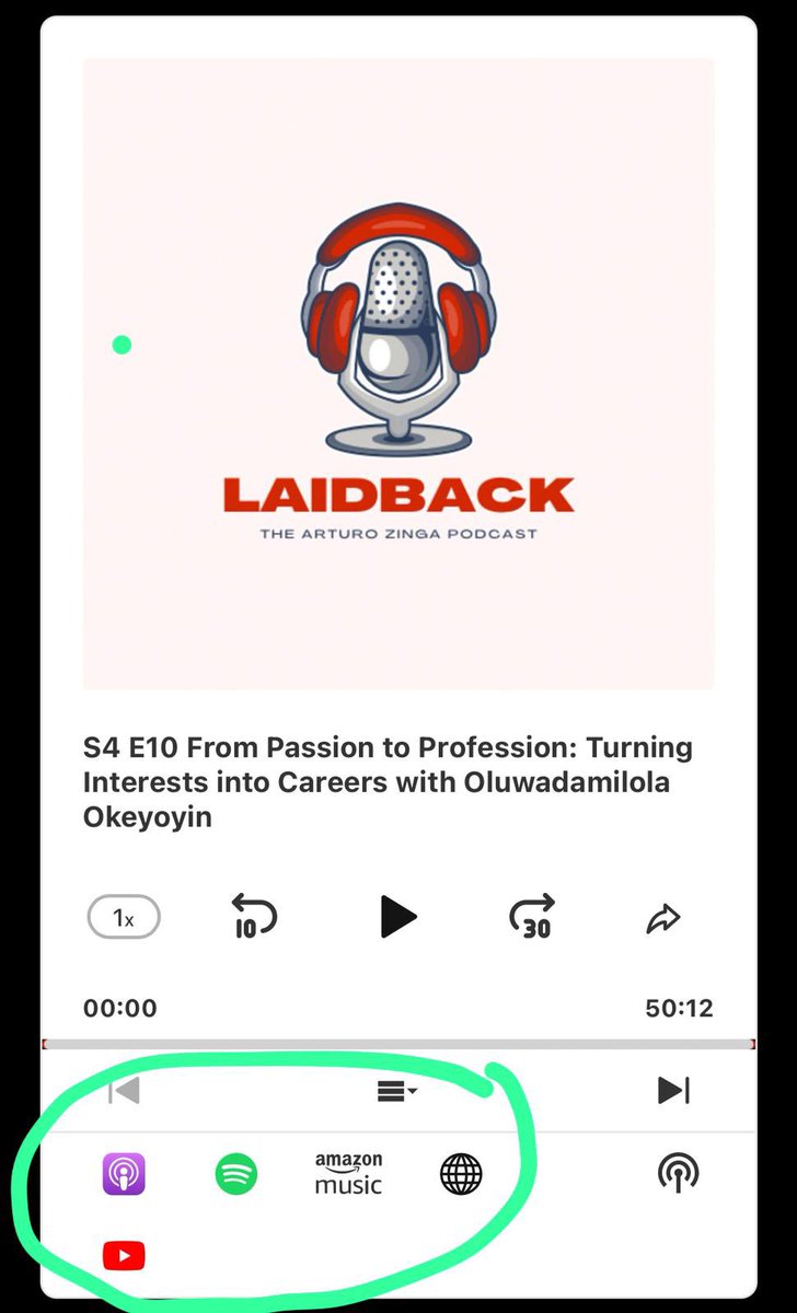 You can access the podcast via the website or by clicking on your preferred podcast streaming platform (in circle) on the website.