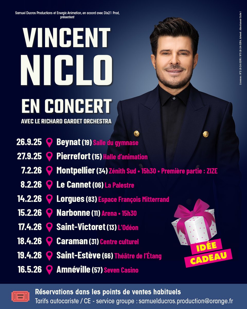 LA TOURNEE DE VINCENT NICLO ET LE RICHARD GARDET ORCHESTRA SE POURSUIT CET HIVER
Réservez vite vos places, les billetteries sont d’ores et déjà ouvertes dans les points habituels de vente. On compte sur vous ! A partager un maximum !
#tournee #concert #vincentniclo