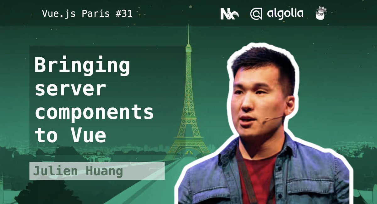 vuejsparis's tweet image. Nous avons une surprise pour demain 🎁

Il manquait à @vuejs les server components... Jusqu&apos;à ce que @JulienHuang_dev s&apos;intéresse au sujet 👀

Rendez-vous à @algolia, 19 h.

On espère vous voir nombreux 🍻

Le lien vers l&apos;événement : meetup.com/vuejs-paris/ev…