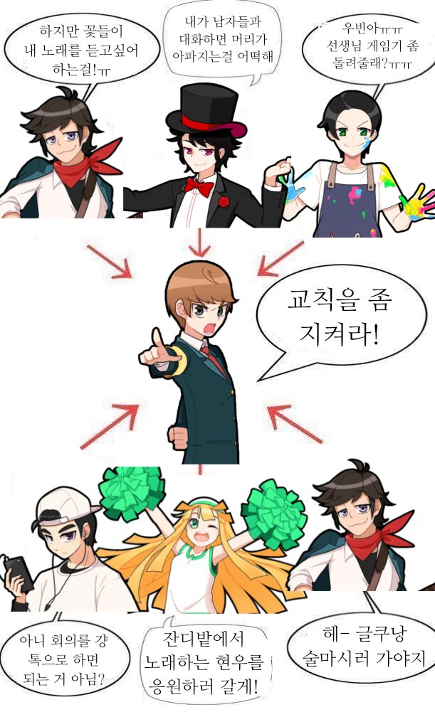 교칙 지키는 사람 강우빈 빼고 아무도 없음