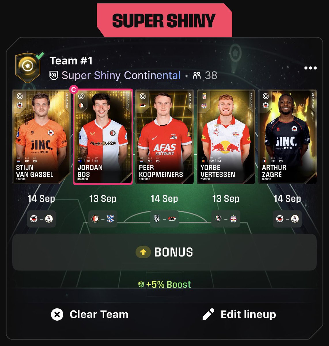 AssetsInSport's tweet image. Subject to change - these are my super shiny lineups for the weekend on #Sorare