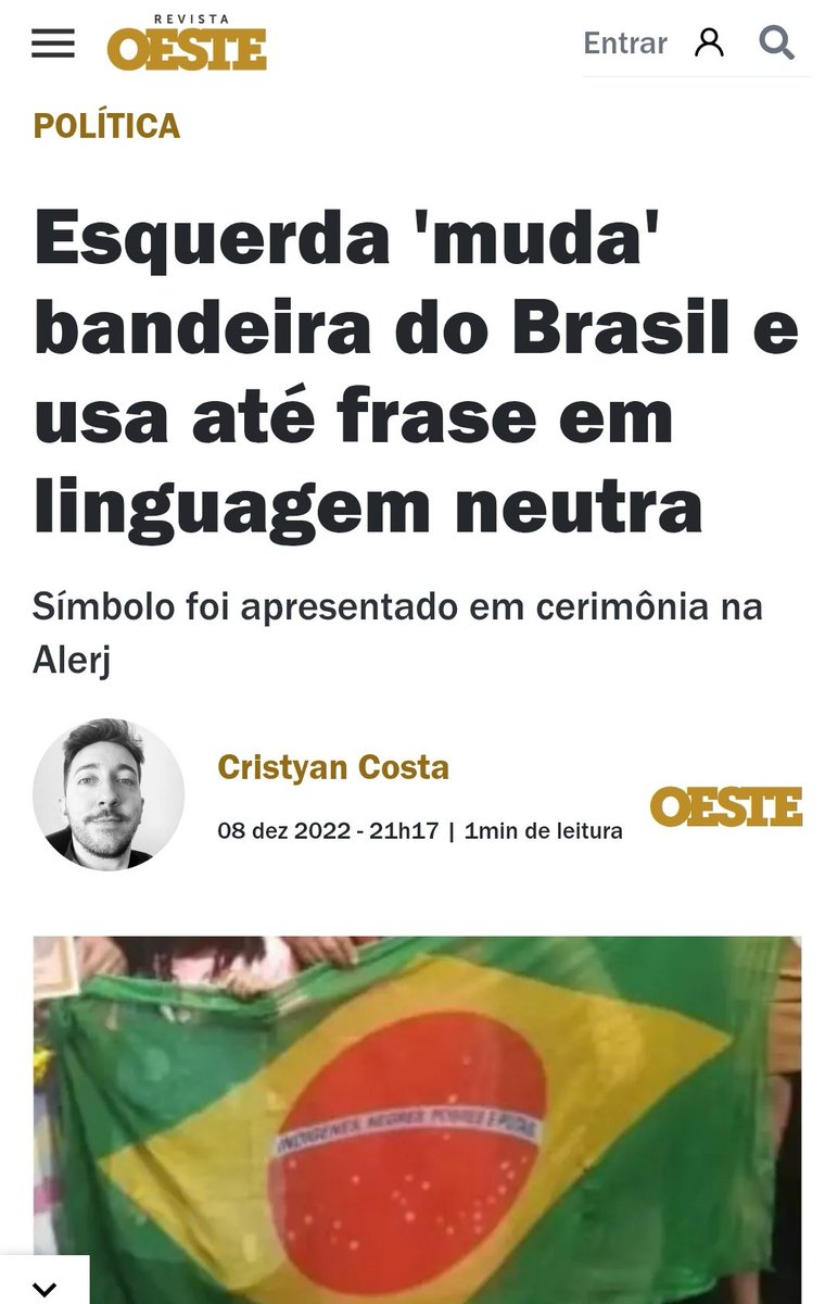 JJSSousa's tweet photo. @LulaOficial @ricardostuckert Conforme  a Lei nº 5.700/1971, no seu Art. 31, proíbi alterar a forma, as cores ou a legenda da Bandeira Nacional, aí vem com esse papo q a bandeira é do Brasil e do povo, mas qdo eles querem alterar alguma coisa dos nossos simbolos eles esquecem q existe uma lei q proíbe tal ato https://t.co/ZjdzeM0fhY