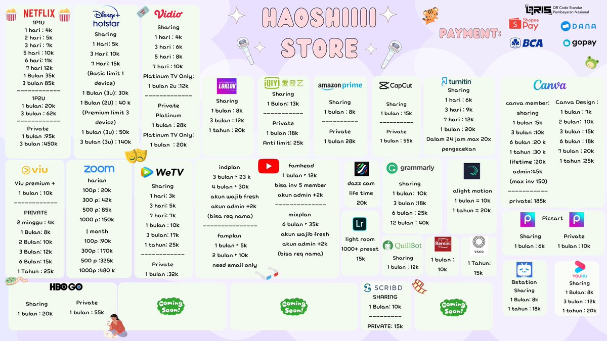 kwon_och's tweet photo. ₍ ᐢ.ˬ.ᐢ₎WTS app premium ka‼️
❥ Netflix 1p1u 1 bulan 35k , 1p2u 1 bulan 20k

Disney,viu,we tv,youtube,zoom,vidio,iqiyi,Canva,Wattpad,Grammarly,Hbo,Amazon,icould,Remini,VSCO, dll
❀ Testi 1000+ (since 2021)
❀ Fast respond
💰dana,spay,qris,bca https://t.co/wdgbVwjGnq
