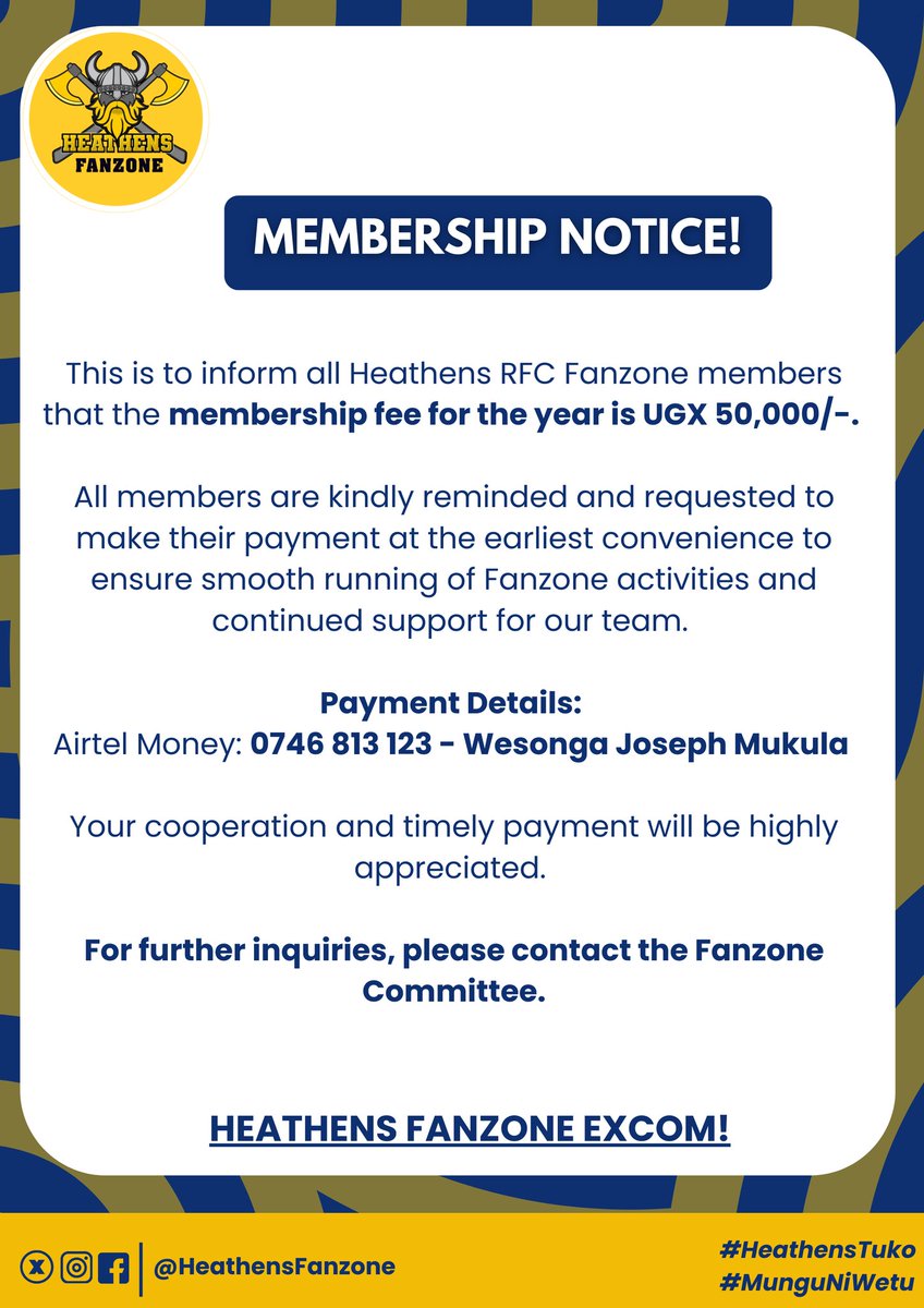 ⚠️ 𝐍𝐎𝐓𝐈𝐂𝐄 𝐓𝐎 𝐅𝐀𝐍𝐙𝐎𝐍𝐄 𝐌𝐄𝐌𝐁𝐄𝐑𝐒!

Let’s keep the Heathens spirit strong. ✊🏿

#HeathensFanzone
#HeathensTuko