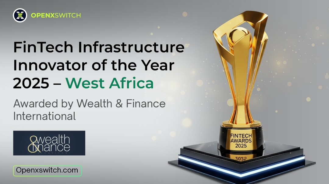 OpenXSwitch's tweet image. 🏆 Excited to share that @OpenXSwitch is the 2025 FinTech Infrastructure Innovator – West Africa!

We started with a simple goal: make blockchain easy, secure, and compliant for businesses. 

Today, we help teams launch wallets, payments &amp;amp; trading solutions in days, not months.