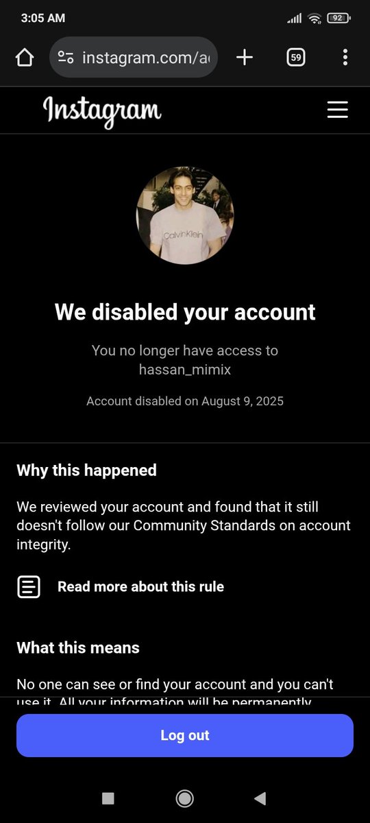 hassan_rizvi99's tweet image. Hi @Instagram @InstagramComms, my account hassan_mimix was disabled even though I haven’t violated any rules. Please review and help me recover it. Let me know if you need any verification. 🙏 #InstagramHelp #DisabledAccount
let me know if you want additional information