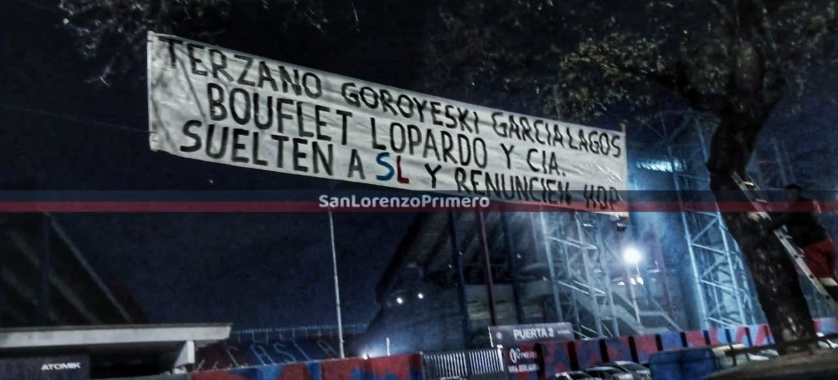 🚨🗣️ “TERZANO, GOROYESKY, GARCÍA LAGO, BOUFLET, LOPARDO Y CIA SUELTEN A SL Y RENUNCIEN HDP”. 

⚠️ Pasacalles en contra de la dirigencia. 

📸 <a href="/SanLorePrimero/">San Lorenzo Primero</a>