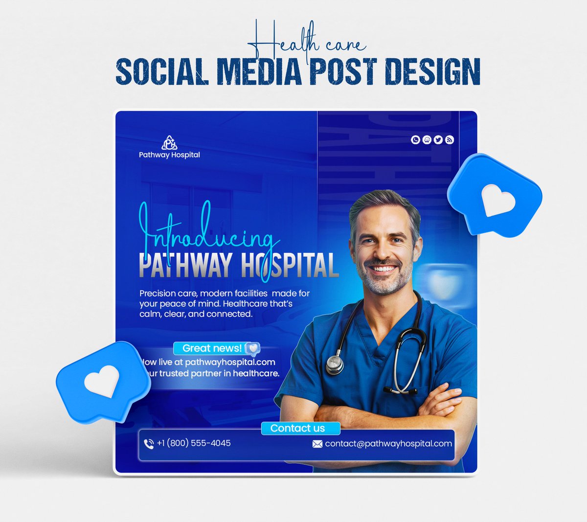 graphivex's tweet image. &quot;Strong visuals = Stronger healthcare branding.
I design creative social media posts for hospitals, clinics &amp;amp; healthcare startups to build trust and visibility. 💙&quot;
&quot;DM for healthcare design collaborations.&quot;
#HealthcareDesign #HealthcareMarketing #GraphicDesign #HospitalBranding