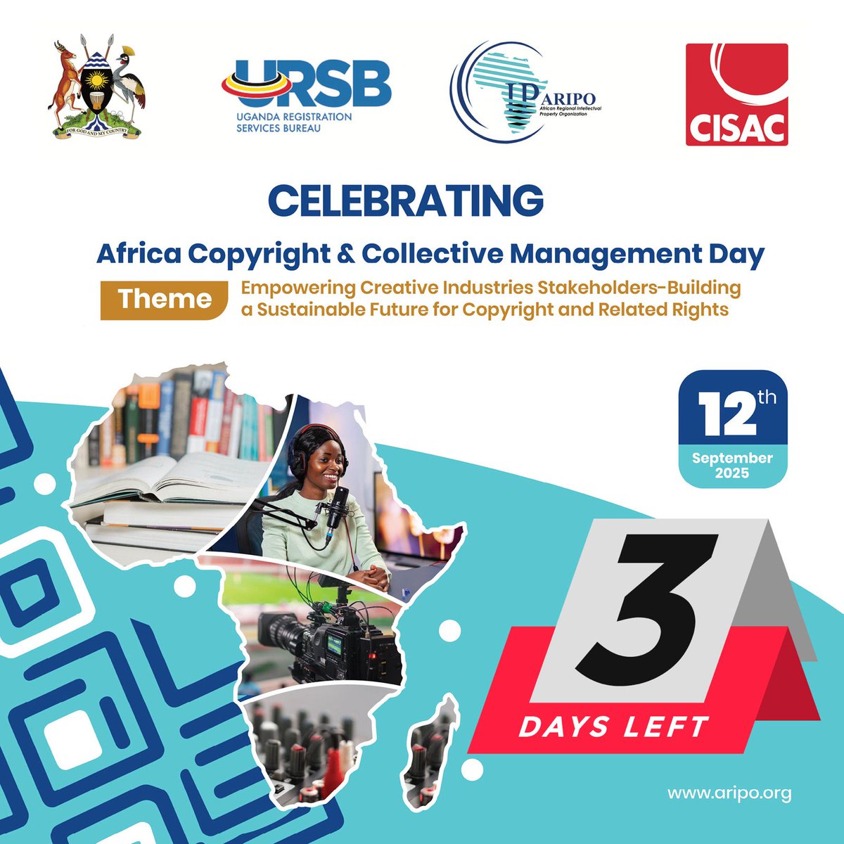 URSBHQ's tweet image. The clock is ticking, 3 days to go to the Africa Copyright &amp;amp; Collective Management Day celebrations. 
#Copyright #CMOs