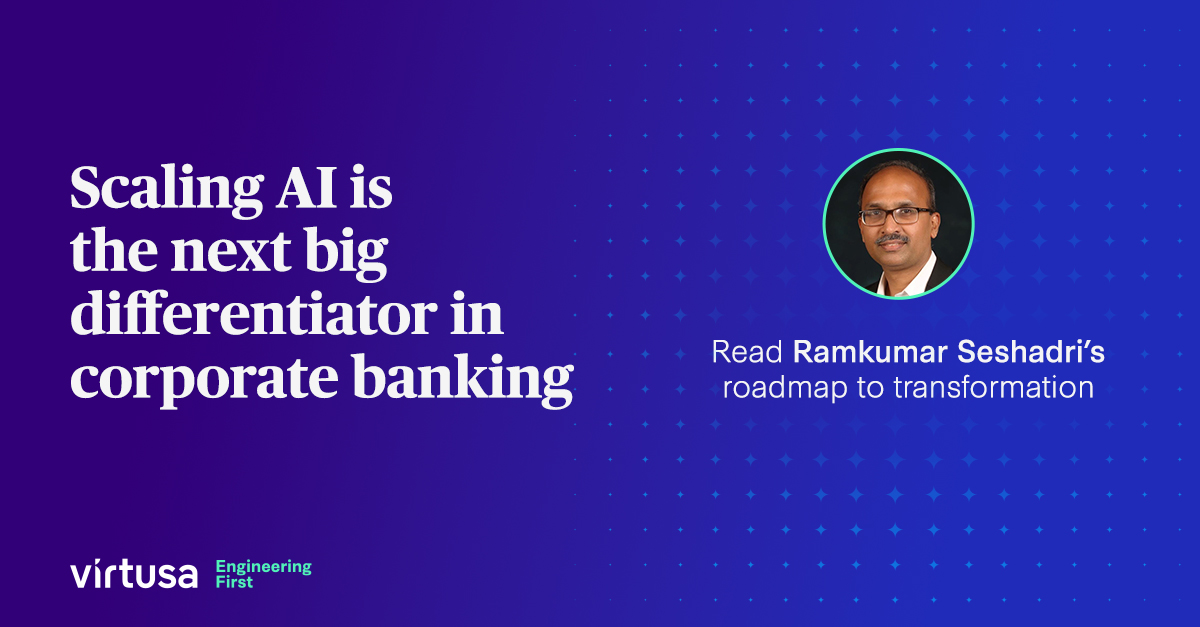 VirtusaCorp's tweet image. AI in Banking is moving fast, but only 29% have a defined strategy.
Ramkumar Seshadri outlines how to scale AI across operations the right way. Read the perspective: splr.io/6016sHZQu
#EngineeringFirst #VirtusaPerspectives #AI