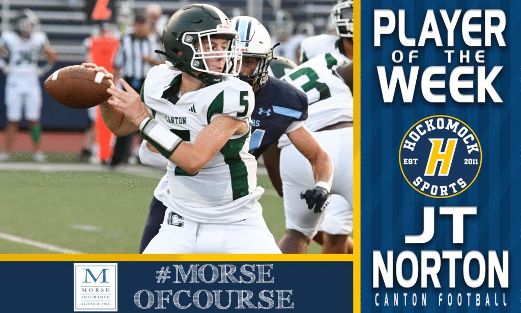 Player of the Week, presented by <a href="/MorseInsurance/">Morse Insurance</a> - JT Norton, Canton Football - buff.ly/hZPFMFp #hockomock