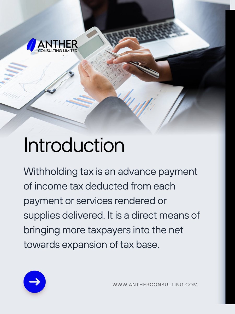AntherLimited's tweet photo. WITHHOLDING TAX 101
WHT isn’t extra it’s tax paid in advance before you get paid!
Business owner or freelancer? Know if it goes to State or Federal to avoid tax issues!
📞 08034982305
📩 DM @antherconsultingltd
#Antherconsulting #WithholdingTax #WHT #NigeriaTax #Anther #TaxTip https://t.co/2Uq3DOyf3W