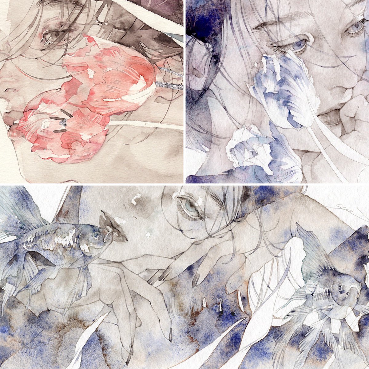 #アナログはいいぞ
水彩分離色と絵墨🖌️