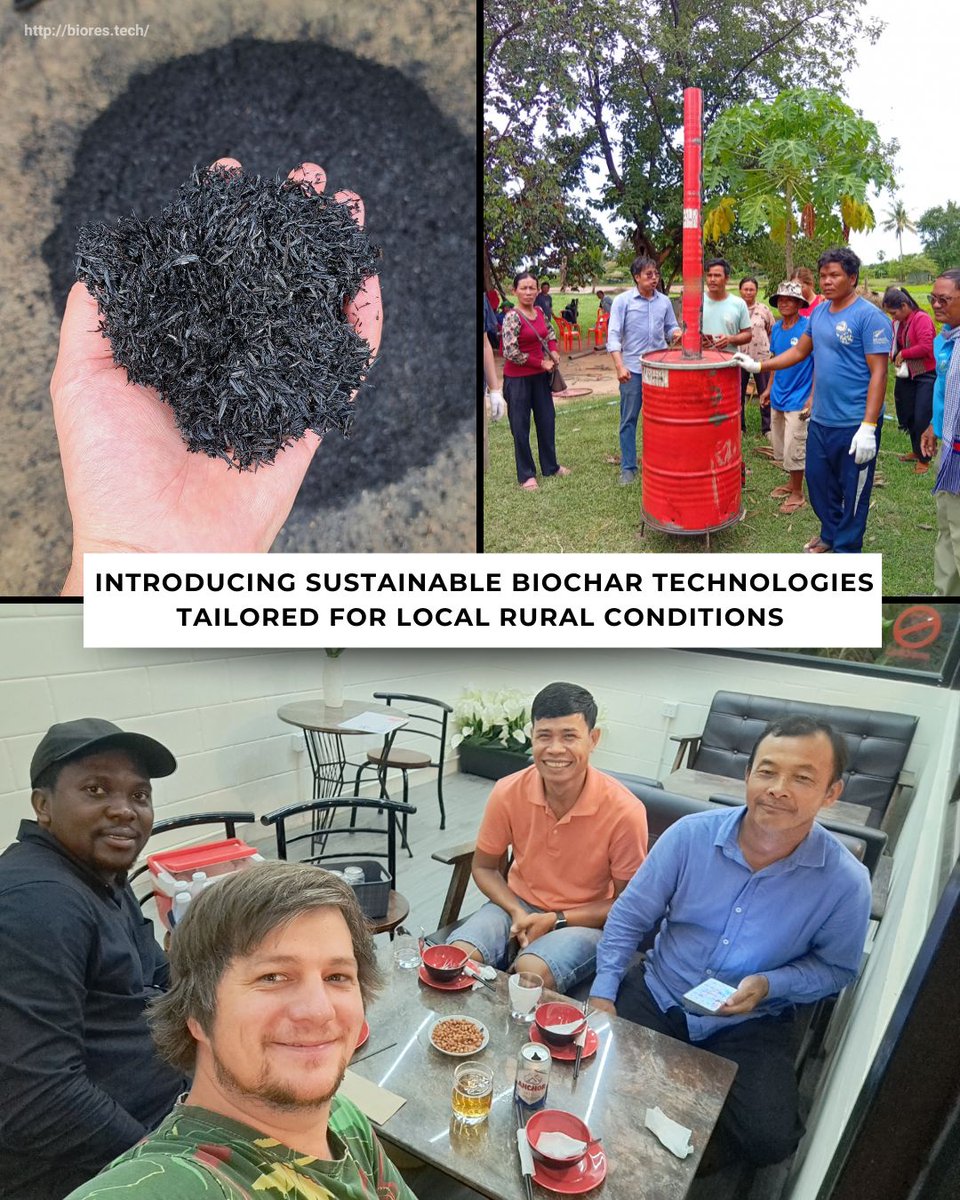 BioRes_Tech's tweet image. 🔬#BRT members joined the V-BIOCHAR project in Cambodia to train farmers on low-cost #biochar solutions. Trainees even improved kiln designs, showing community innovation!
➡Led by ADRA Czech Republic with
@CZUvPraze/@CzuFtz &amp;amp; ADRA #Cambodia
🔗biogas.czu.cz/en/r-19017-tea…