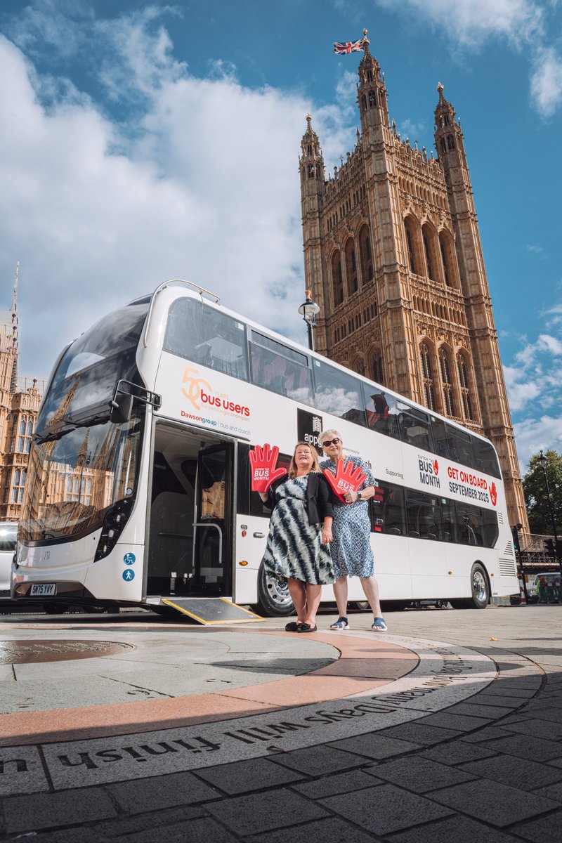 BusUsersUK's tweet image. The All-Party Parliamentary Group for Bus and Coach and Dawsongroup turned out in style to support this year's #CatchTheBusMonth with a #CTBM25 branded bus in Old Palace Yard, Westminster #GetOnBoard #LoveTheBus