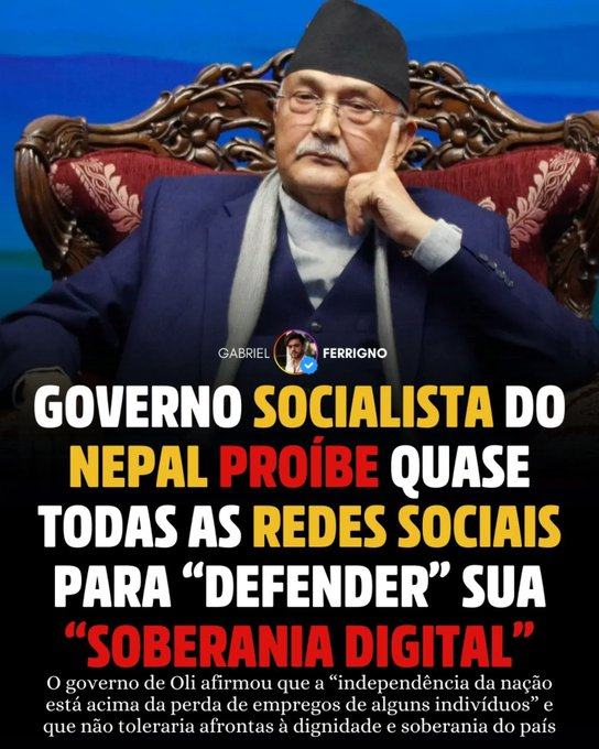 BrazilenDireita's tweet photo. 🚨URGENTE!
O primeiro-ministro #socialista do #Nepal #Ditador, #censurador, #CORRUPTO, tirano !!!
Foi 'deposto' na marra pelo próprio #POVO. https://t.co/LIRXZBV5Yb
