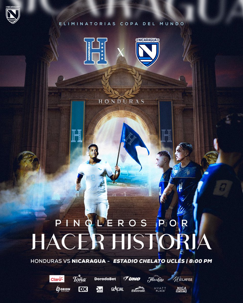 👏🏻 ¡𝗛𝗼𝘆 𝗷𝘂𝗴𝗮𝗺𝗼𝘀 𝗽𝗼𝗿 𝗲𝗹 𝗼𝗿𝗴𝘂𝗹𝗹𝗼 𝗱𝗲 𝘁𝗼𝗱𝗼 𝘂𝗻 𝗽𝗮𝗶́𝘀! 🇳🇮

El camino hacia el mundial continúa: Los Pinoleros 🆚 La H en el Estadio Chelato Uclés. 

Dejá tu mensaje de apoyo para la Azul y Blanco. 🤝🏻

🏟️ Estadio Chelato Uclés, Honduras
📺 Transmisión
