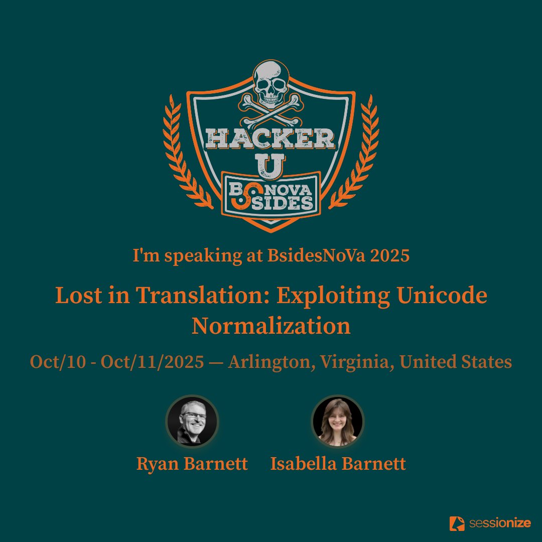 <a href="/4ng3lhacker/">Angel Hacker</a> and I are excited to be presenting <a href="/BSides_NoVA/">BSidesNoVA</a>!