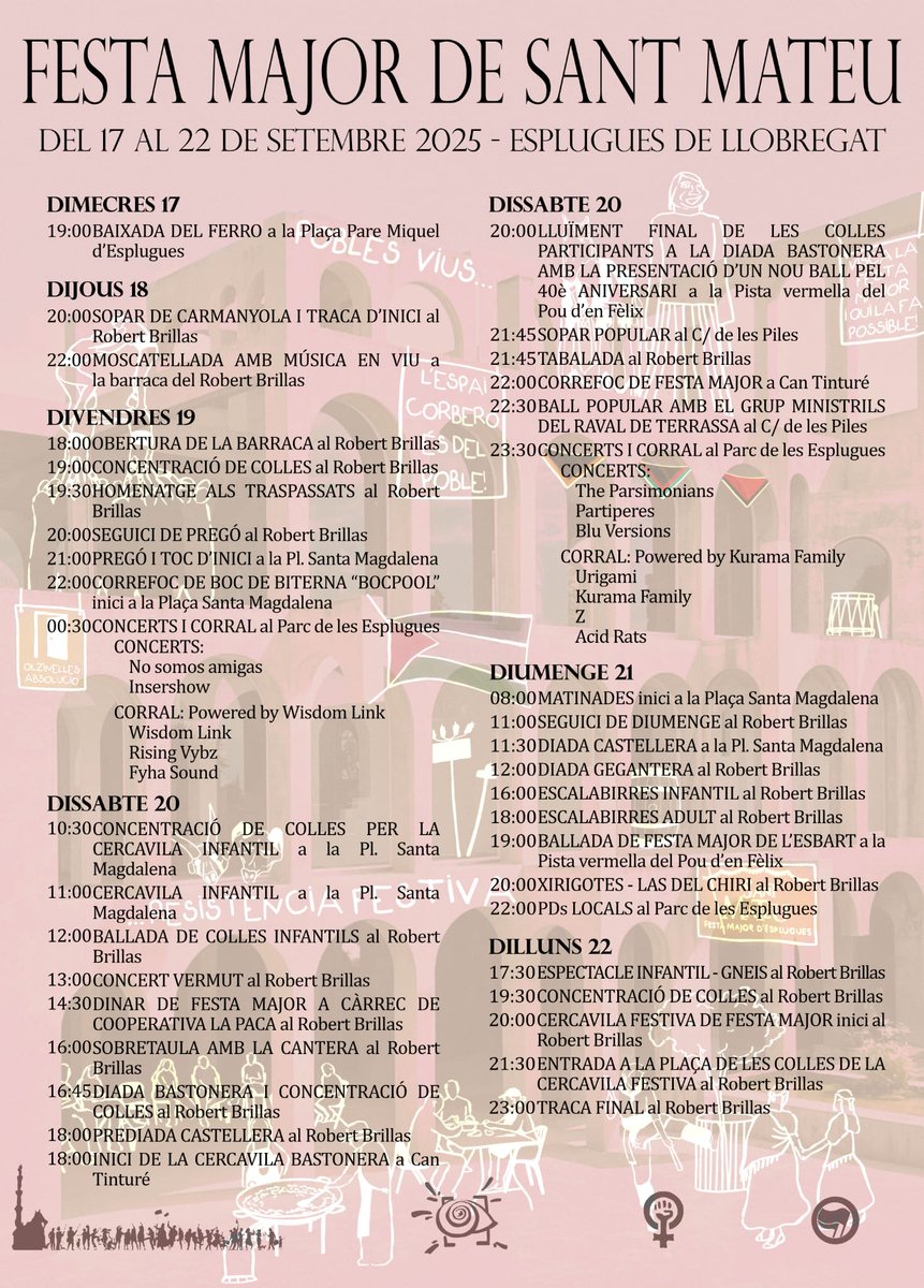 📯 La Festa Major del poble i pel poble, com hauria de ser l'Espai Corberó.

💸 Menys ús privat i llogat i més ús social, veïnal i comunitari per aquest espai!

✍🏼 Del 17 al 22 del setembre ens veiem als carrers! 

Visca les festes populars i qui les fa possible!