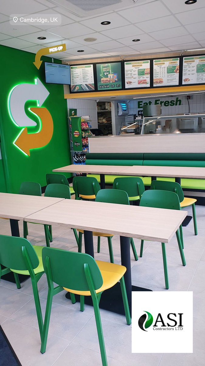 ASIContractors's tweet photo. Subway Cambridge Leisure handed over and reopened last month - FF2.0 remodel completed #Subway #ASIContractors https://t.co/dP48nHTwIp