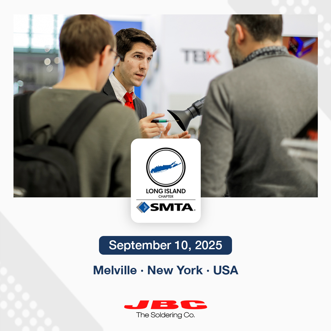 Tomorrow, we will be present at SMTA Long Island 2025!

📅 : September 10, 2025
🏢 : Marriott Melville Long Island
🗺️ :Melville, New York, USA
🌐 : smta.org/event/longisla…

#components #electrical #engineering #handsoldering #JBCtools #LongIsland #rework #pcb #USA