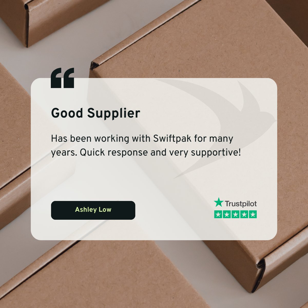 Swiftpak's tweet image. ⭐ Trustpilot Tuesday ⭐

Another long-standing partnership .That’s why customers keep choosing Swiftpak.
👉 See more reviews: hubs.la/Q03HpFsw0

#TrustpilotTuesday #CustomerFeedback #SwiftpakService #TeamSwiftpak