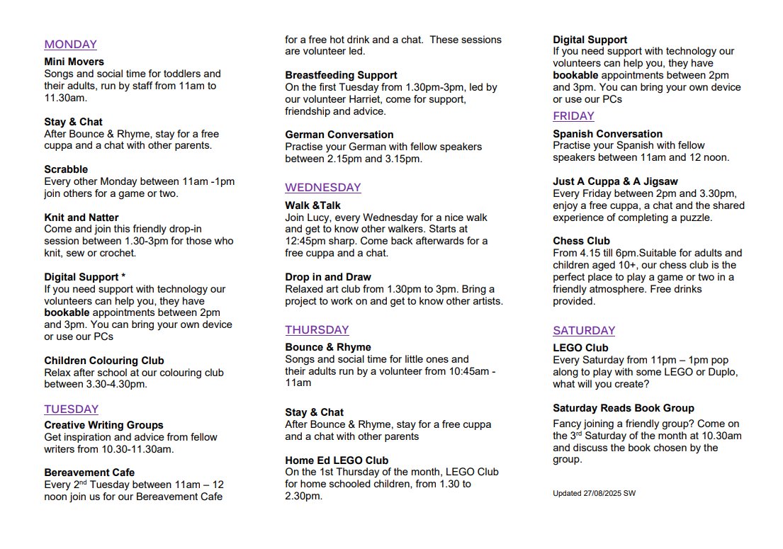 There's lots on at North Walsham Library, take a look for a group or event that interests you...