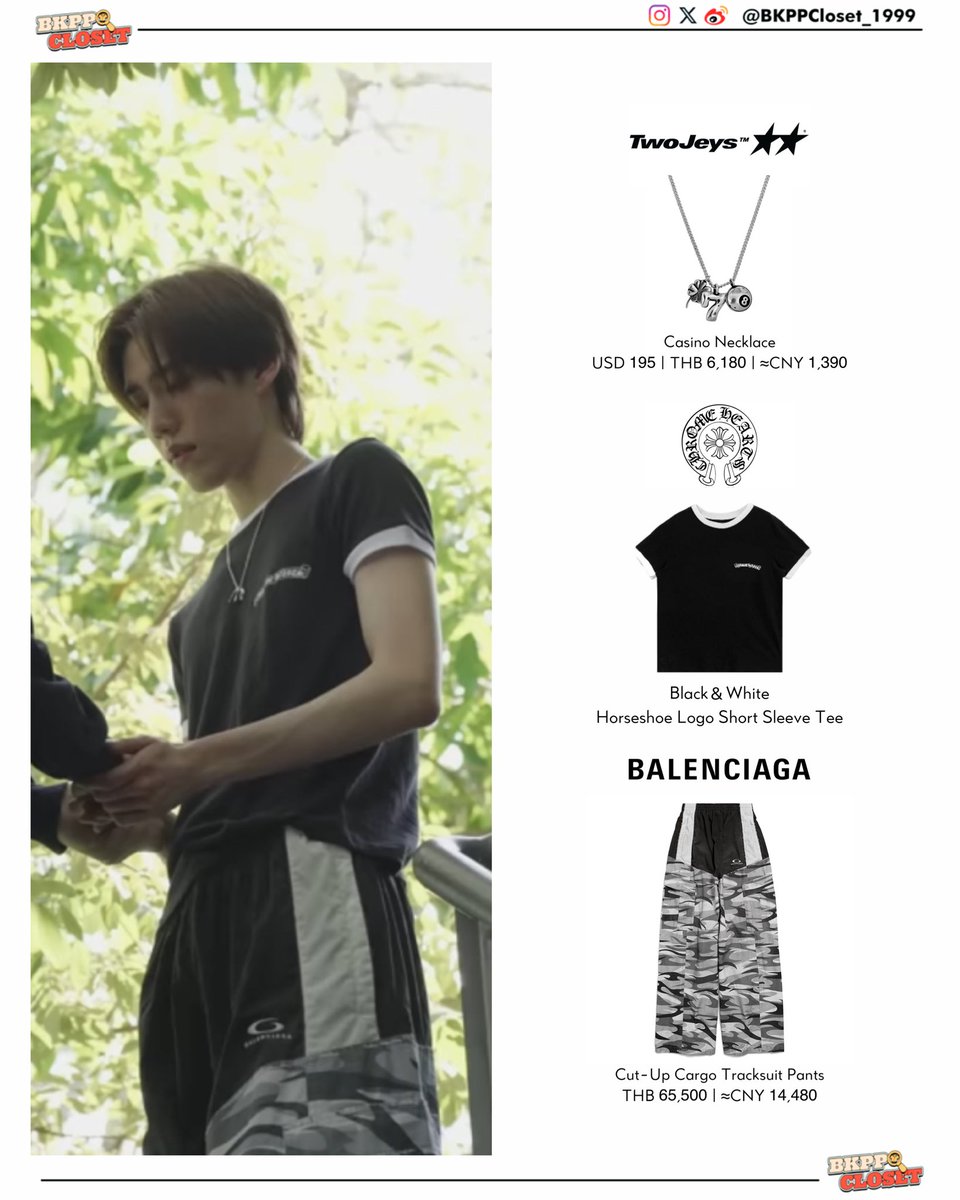 BKPPCloset_1999's tweet photo. 250908|PP Krit - #Whatsgoingon_BehindTheScenes
#TwoJeys Casino Necklace
#ChromeHearts Black&White Horseshoe Logo Short Sleeve Tee
#Balenciaga Cut-Up Cargo Tracksuit Pants
#Whatsgoingon_MV
#PPKrit_Whatsgoingon
#PPKritt
#PPKritEntertainment
#bkppcloset https://t.co/BRcVtLFNfV