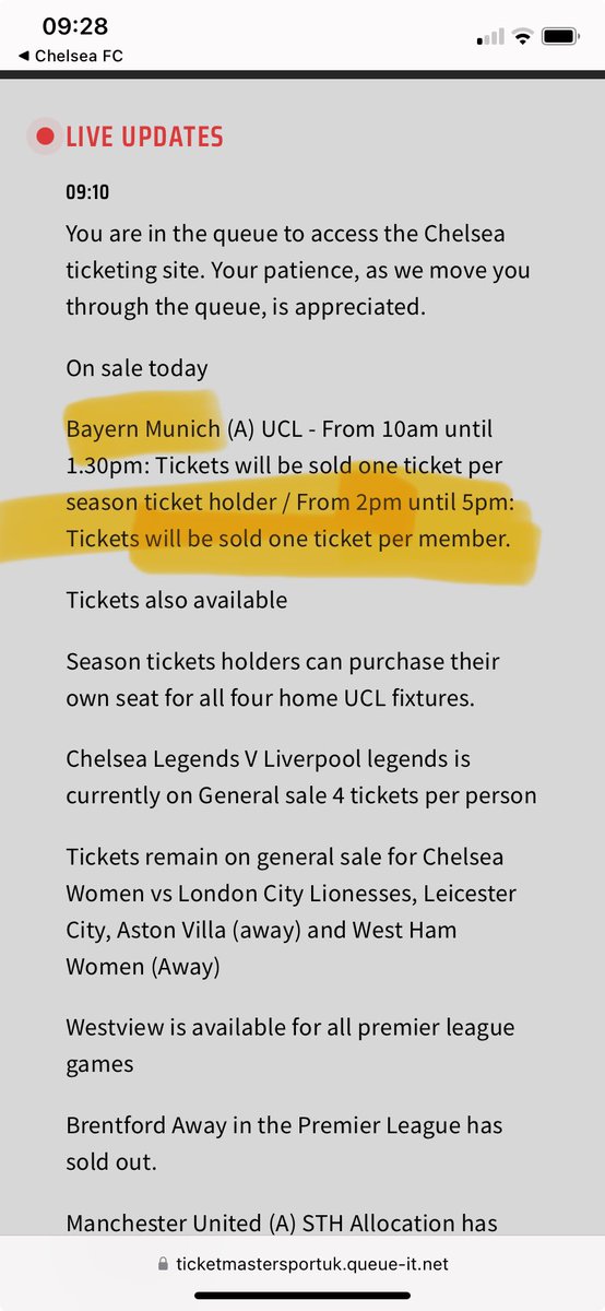 Is there a way of getting timely updates from <a href="/ChelseaFC/">Chelsea FC</a> re ticket availability? Just randomly scrolling the App (who normally has the time?) and discovered this. 
Maybe some, like me, were unaware🤷‍♂️🤷‍♂️🤷‍♂️🤷‍♂️
