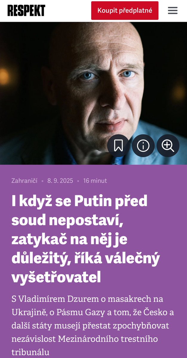 Pratele, pokud mate predplatne na Respekt, tak tady je weblink k memu rozhovoru… no a pokud ne? Tak mozna ze rozhovor vyjde i v tistene forme… mozna! 🤣👍
respekt.cz/zahranici/dzuro