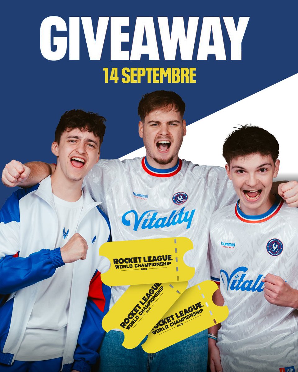 🎟️ GIVEAWAY 🎟️

On vous offre 10x 2 places pour vivre les demi-finales et la finale des Worlds Rocket League dans le cinéma CGR Paris-Lilas aux couleurs de notre club !

Pour participer :
1️⃣ RT ce post
2️⃣ Follow <a href="/TeamVitality/">Team Vitality 🐝</a> &amp; <a href="/CGRCinemas/">CGR Cinémas</a> 
3️⃣ Tag la personne avec qui tu veux