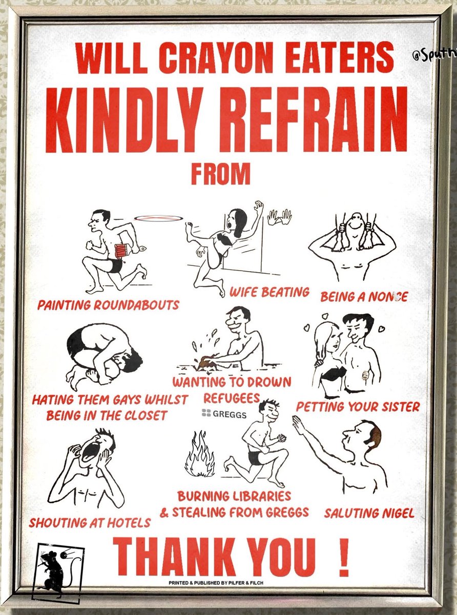 Morning gammongs, here’s a public information poster for you all to abide by. 🐷💕🐷 #ReformUK