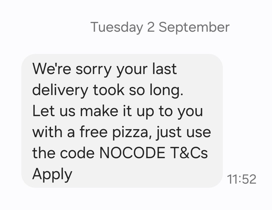 LelluR's tweet photo. @Dominos_UK We got a code for a free pizza. It didn't work. https://t.co/UHSUpg8kOQ